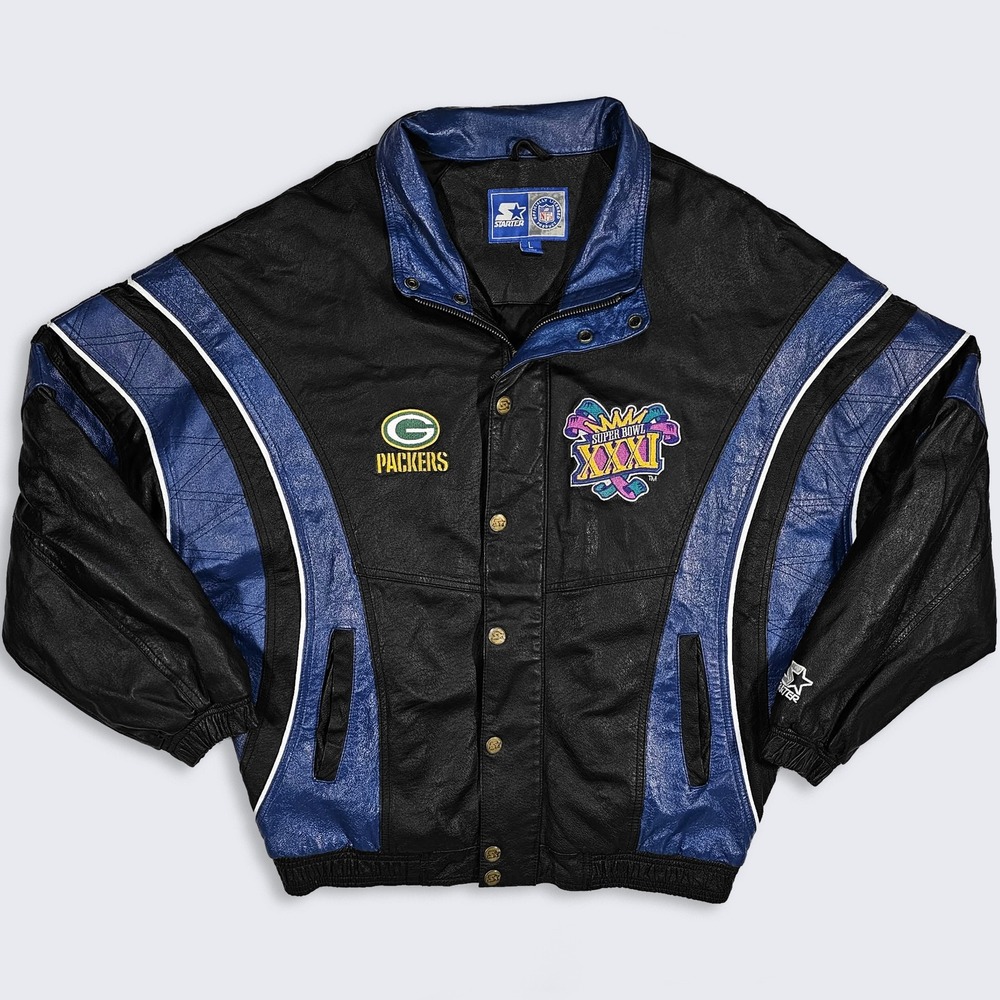 Green Bay Packers Vintage 90s Starter Super Bowl Leather Jacket